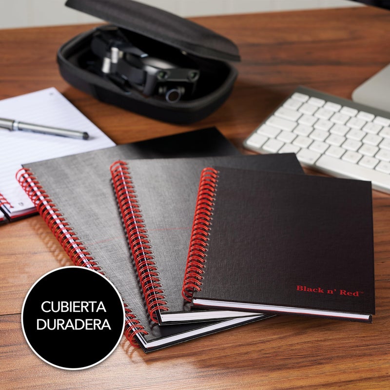 Black n' Red Notebook, Business Journal, 8-1/4"" x 5-1/4"", 70 Sheets, Ruled, Optik Paper, Scribzee App, Hardcover, Wirebound, Black (L67000) - Image 4